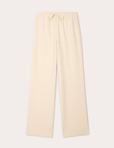 Pantalon large ivoire femme