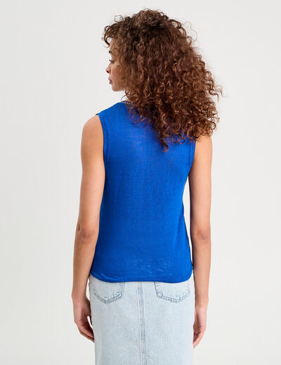 Débardeur détail noeud bleu electrique femme