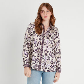 Chemise manches longues satin blanc femme