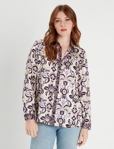 Chemise manches longues satin blanc femme