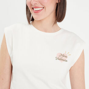 t shirt manches courtes ecru femme T-shirt manches courtes ecru femme
