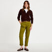 Pantalon chino 7/8&egrave;me vert kaki femme