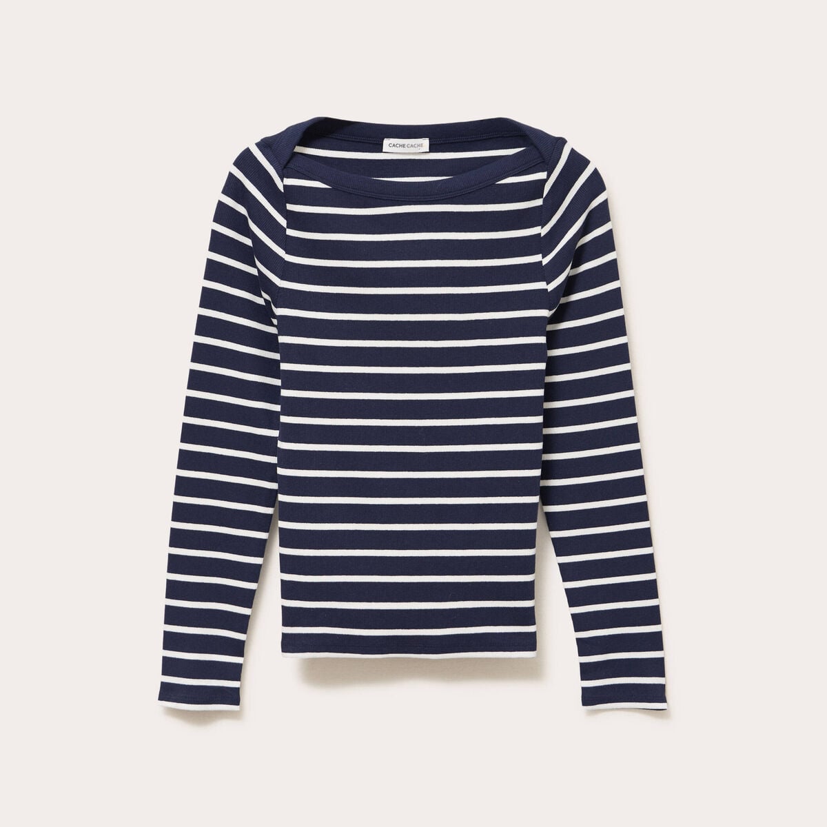 T-shirt col bateau bleu marine femme