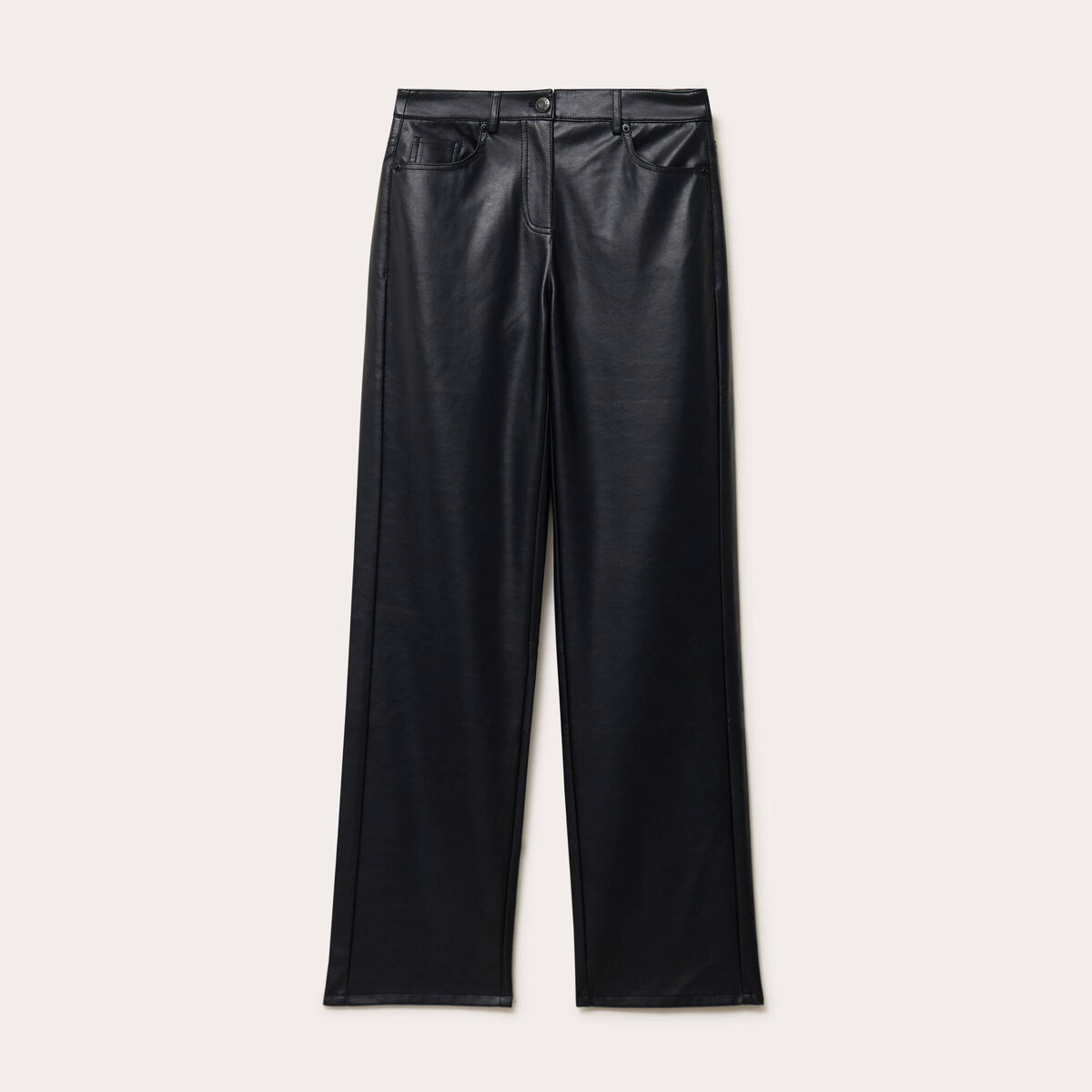 Pantalon droit similicuir noir femme
