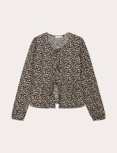 Blouse nouée manches longues blanc femme