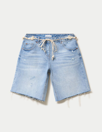 Bermuda en jean avec ceinture amovible denim triple stone femme