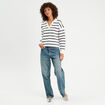 Pull manches longues col polo ecru femme