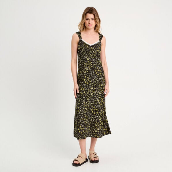 robe longue evasee jaune clair femme Robe longue évasée jaune clair femme