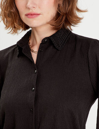 Chemise manches longues noir femme