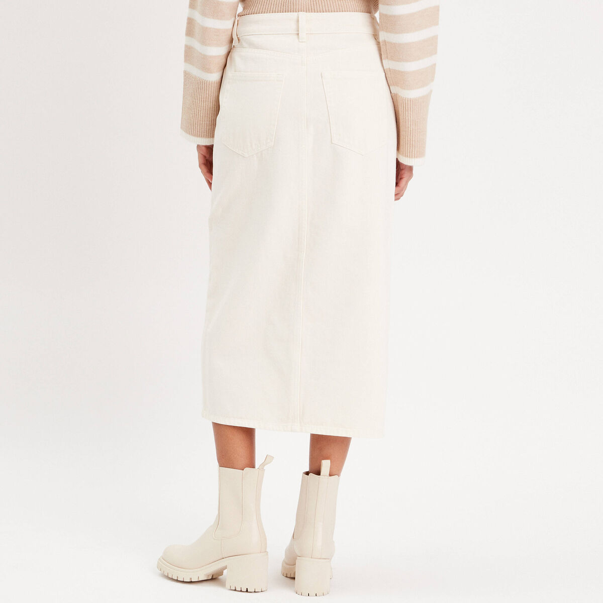 Jupe crayon taille standard ecru femme