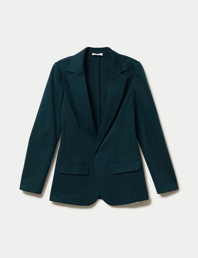 Veste blazer cintr&eacute;e vert fonc&eacute; femme