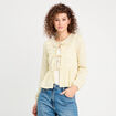Blouse nouée manches longues blanc femme