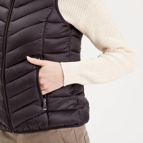 Doudoune droite à capuche noir femme