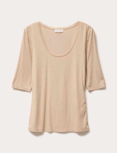 T-shirt thermique manches courtes sable femme