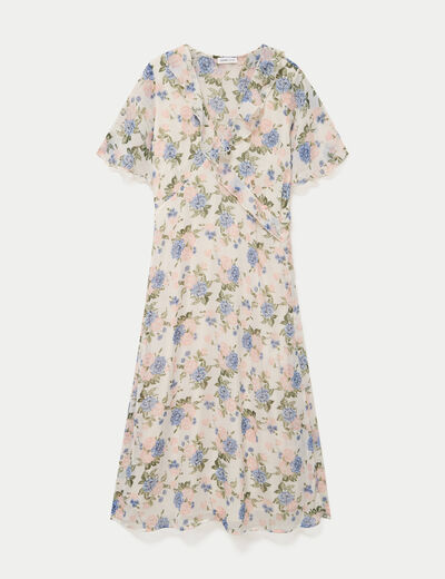 Robe &eacute;vas&eacute;e col v blanc femme