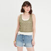 Débardeur 2-en-1 crochet vert kaki femme