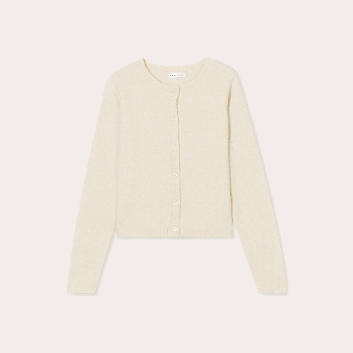 Gilet boutonné manches longues ecru femme