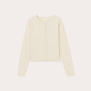 Gilet boutonné manches longues ecru femme
