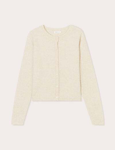 Gilet boutonné manches longues ecru femme