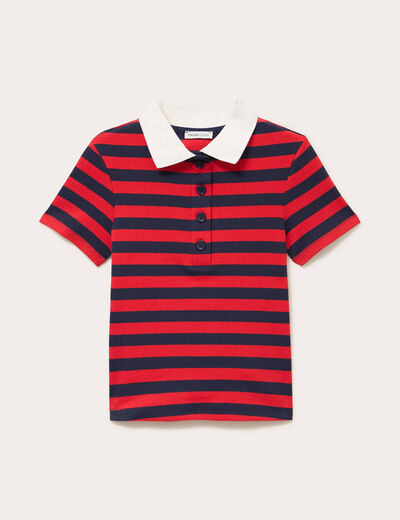 T-shirt c&ocirc;tel&eacute; col polo rouge femme
