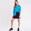 Chemise manches longues satin bleu femme