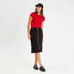 Jupe midi droite zippée noir femme