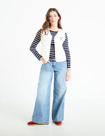 Gilet sans manches matelass&eacute; ecru femme