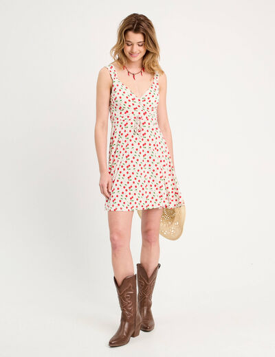 Robe évasée bretelles blanc femme