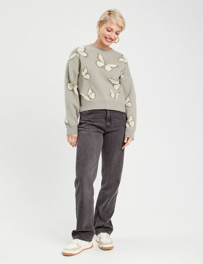 Pull manches longues vert pastel femme