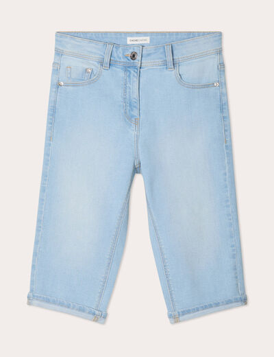 Bermuda skinny en jean denim bleach femme