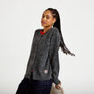 Gilet ample manches longues gris fonc&eacute; femme