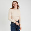 T-shirt cropped côtelé ecru femme