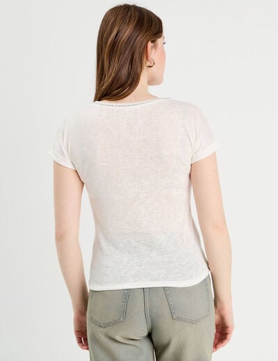 T-shirt détail noeud ecru femme