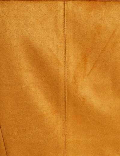 Robe droite boutonnée suédine camel femme
