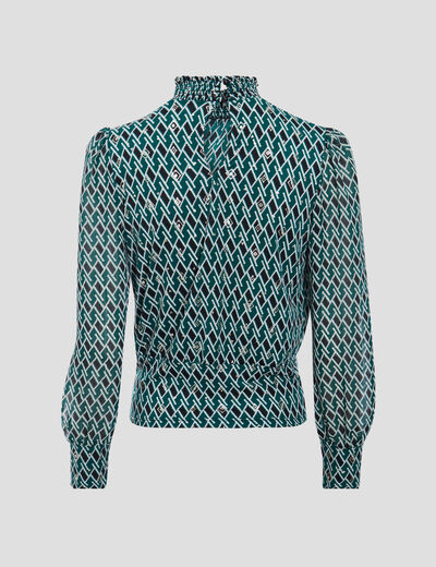 Blouse manches longues vert canard femme