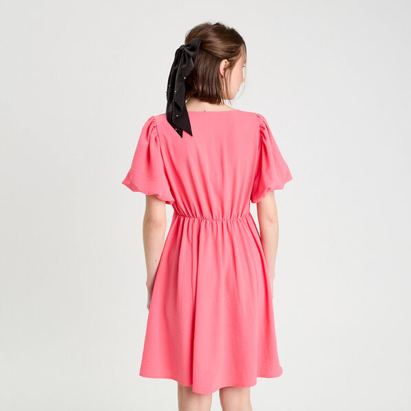robe trapeze manches courtes rose vif femme Robe trapèze manches courtes rose vif femme