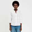 Blouse brod&eacute;e col mao manches 3/4 ecru femme