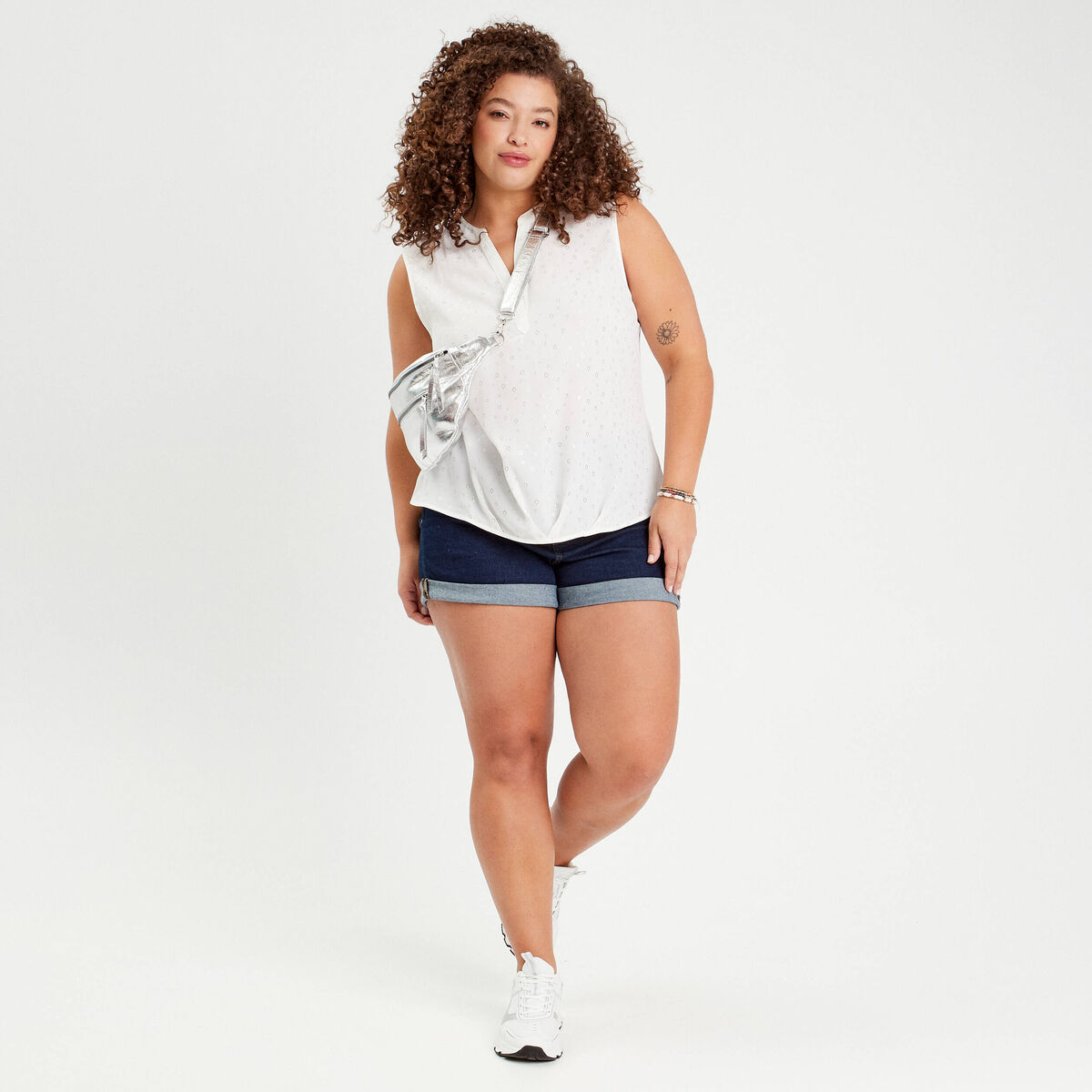 Blouse sans manches blanc femme