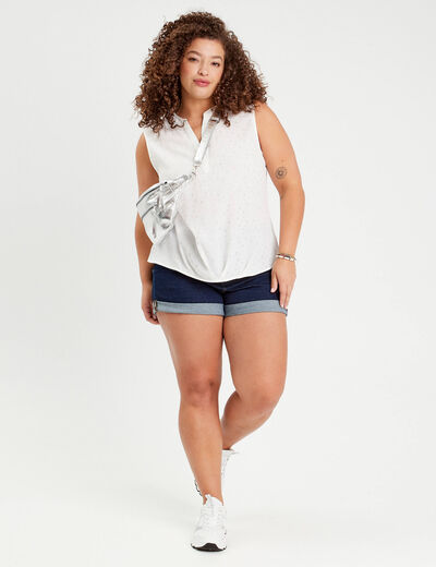 Blouse sans manches blanc femme