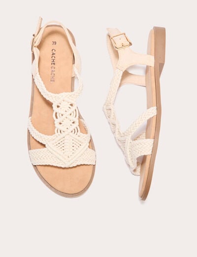 Sandales plates macramé sable femme