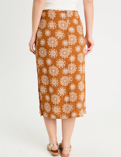 Jupe midi évasée camel femme