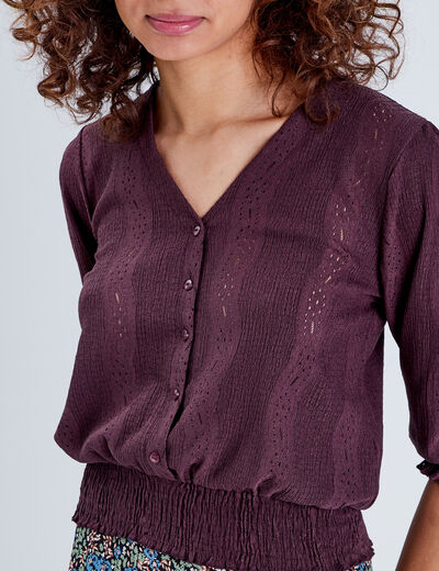 Blouse Sophie - manches 3/4 marron femme