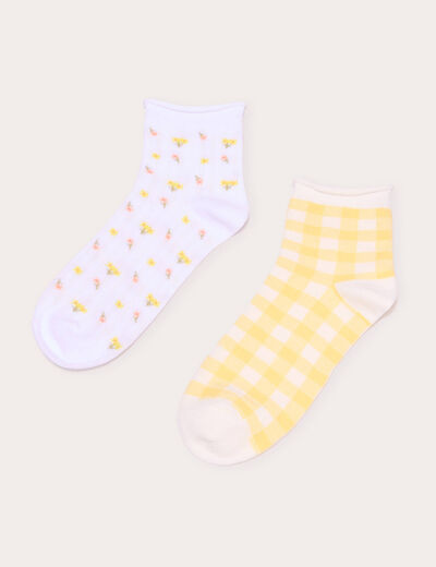 Lot 2 paires chaussettes ecru femme