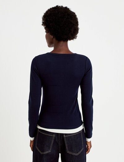 Doudou col rond manches longues bleu marine femme