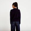 Pull col montant manches longues bleu marine femme