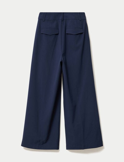 Pantalon large &agrave; pinces bleu marine femme