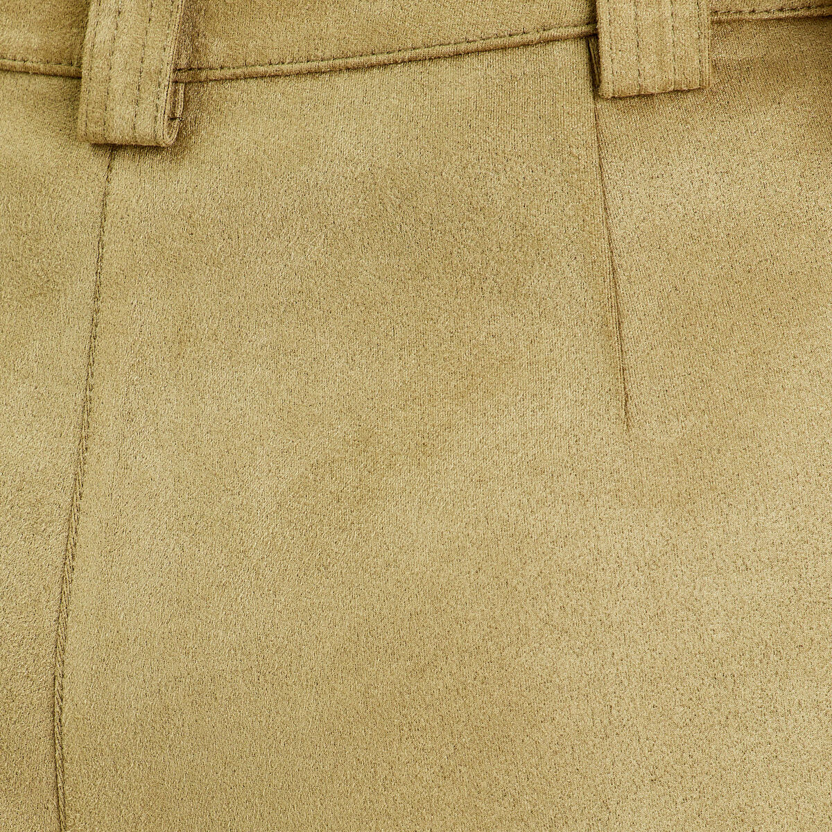 Jupe-short évasée suédine vert clair femme