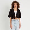Blouse nouée cropped noir femme