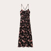 Robe longue évasée bretelles noir femme