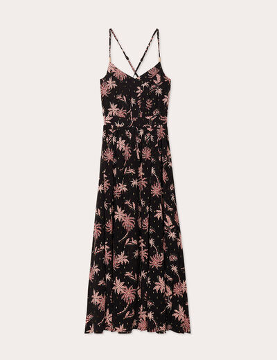 Robe longue évasée bretelles noir femme
